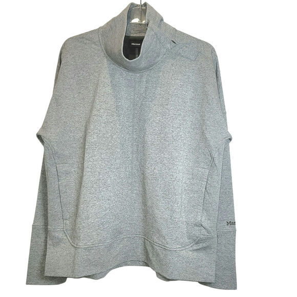 Marmot Baillie Turtleneck Top Womens XL Heather Gray Asymmetrical Snap Neck NEW - Picture 9 of 16